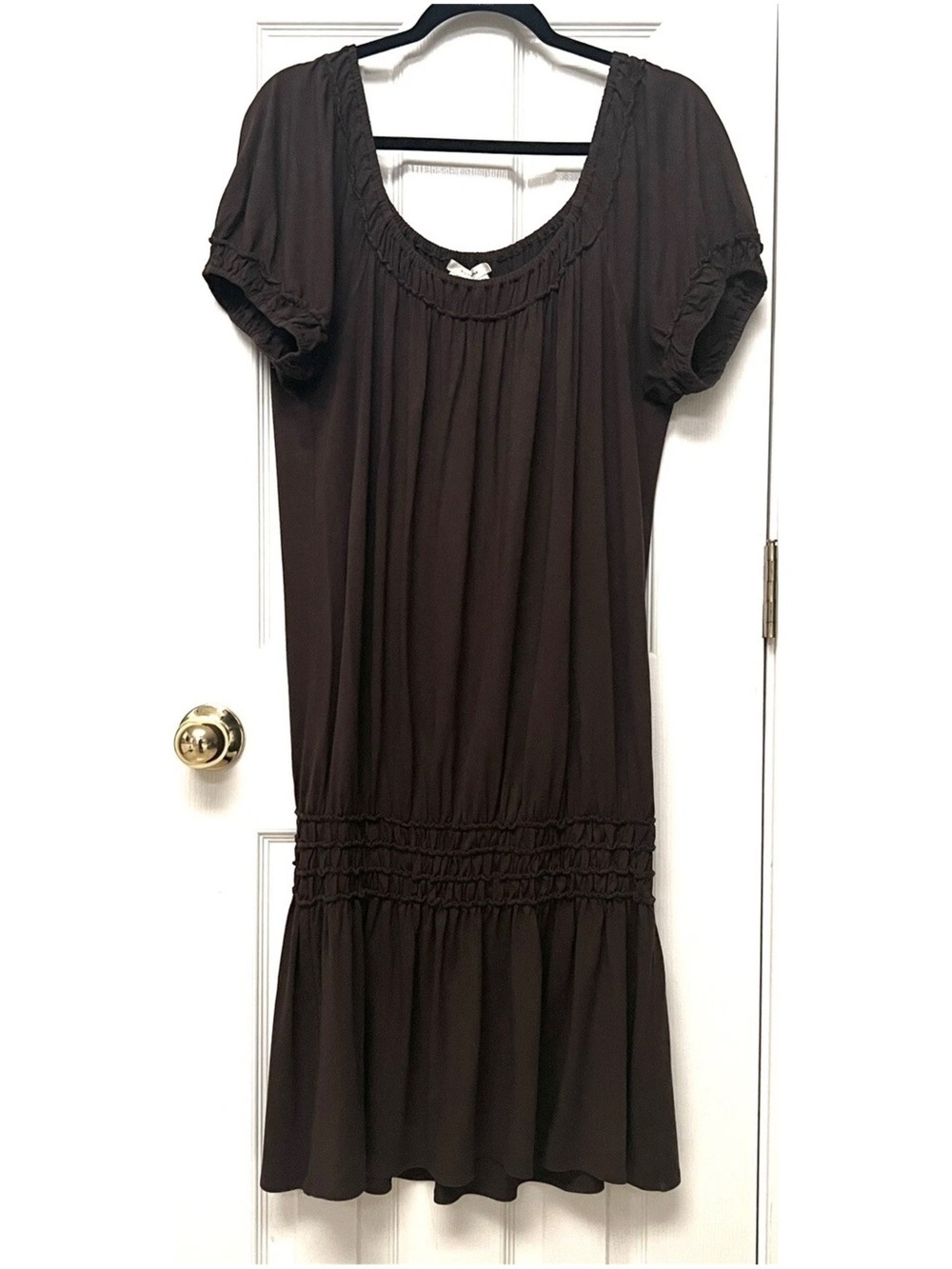 Sophie Max Brown Short-Sleeve Scoop Neck Tunic Top